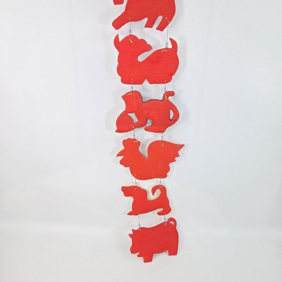 Chinese Zodiac Animals Wall Hanging Embroidered 4ft Long Folk Art Decor - Picture 8 of 11